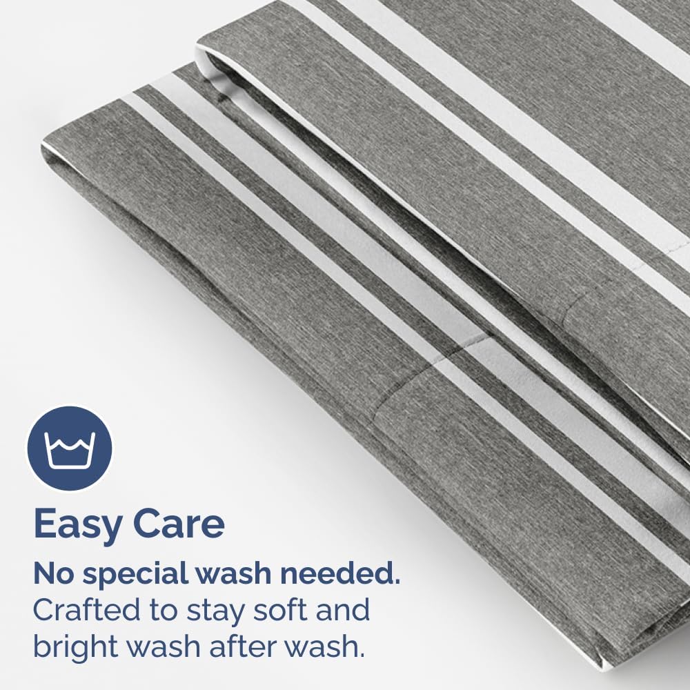 Skiennix Queen Pillow Cases Set of 4 - Ultra Soft Hotel Quality - Wrinkle-Free & Fade Resistant - Grey Stripes