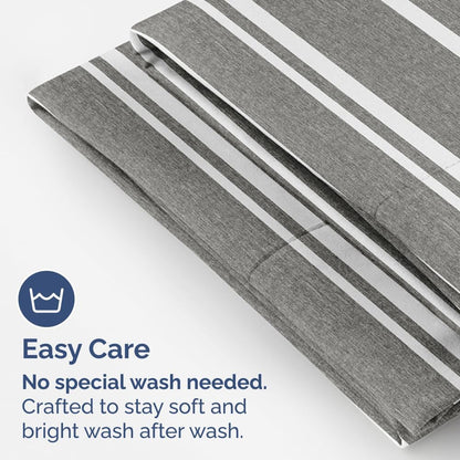 Skiennix Queen Pillow Cases Set of 4 - Ultra Soft Hotel Quality - Wrinkle-Free & Fade Resistant - Grey Stripes