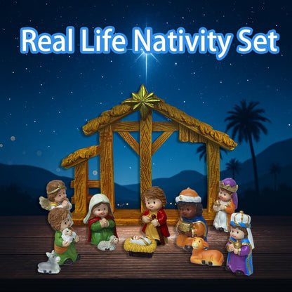 Nativity Scene Figurine Set by 2025 - 12-Piece Christmas Manger Display with Holy Family & Wise Men | Gift-Boxed Holiday Décor