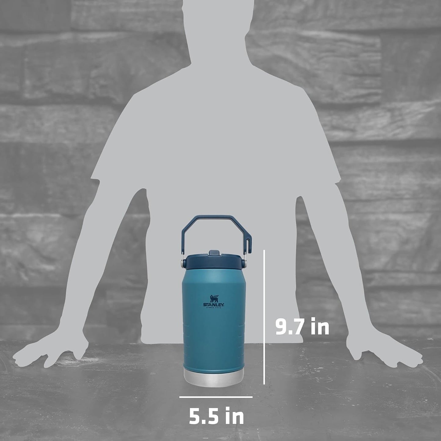 Stanley IceFlow Stainless Steel Water Jug - Vacuum Insulated, Leak-Resistant, 64 OZ | Lagoon Color