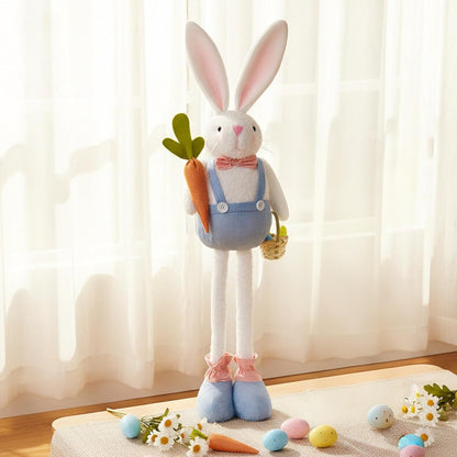 Skiennix Spring Bunny Figurine - 30-Inch Plush Rabbit Doll with Telescopic Legs | Holiday Tabletop Decor