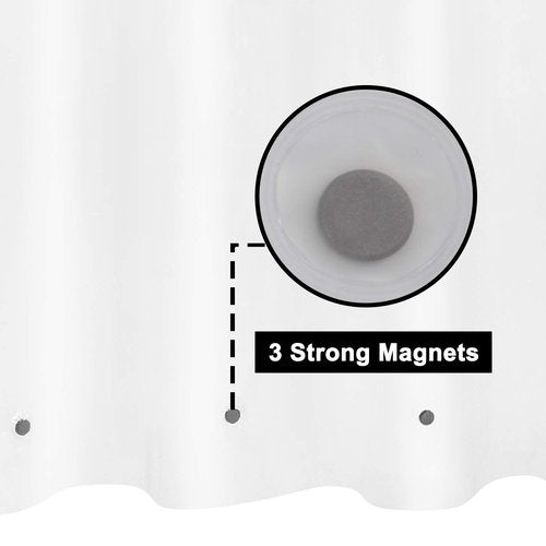 Barossa Design Frosted Stall Shower Curtain Liner with 3 Magnets - 36" x 72", Waterproof PEVA Shower Liner for Small Bathroom Stall, PVC Free, Metal Grommets - Frost, 36X72