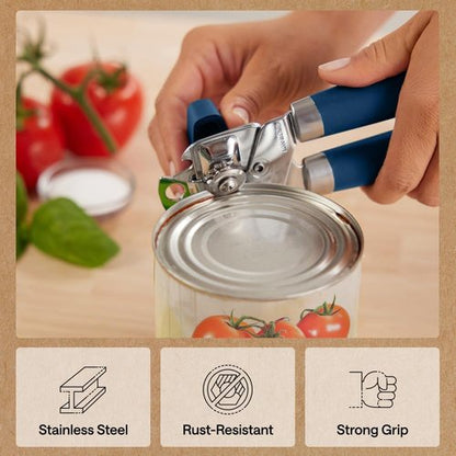 GORILLA GRIP Heavy Duty Can Opener - Smooth Edge Design with Comfortable Handle | Blue