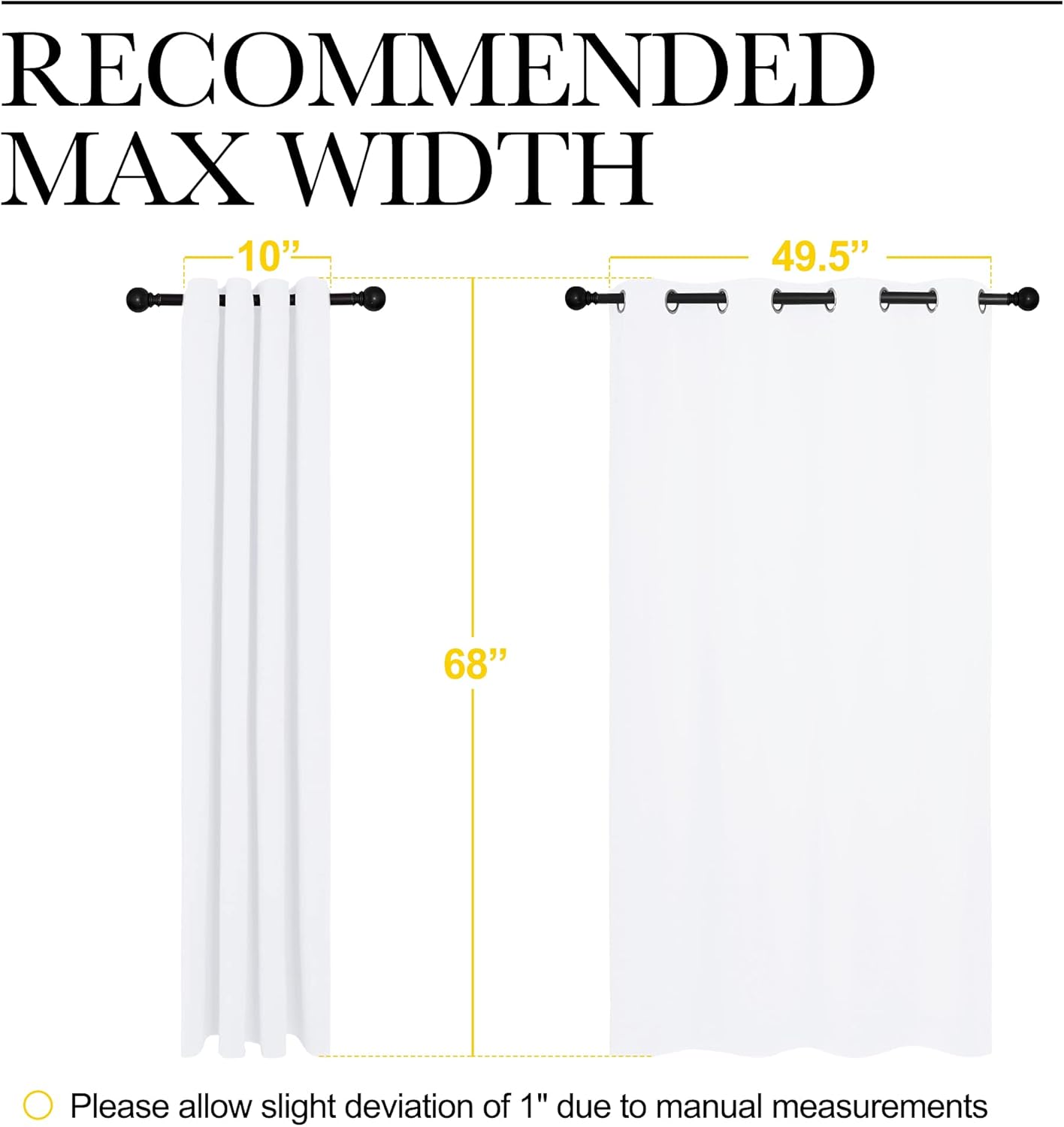 NICETOWN Curtains - 50% Light Blocking Drapery Panels for Small Windows | 2 Panels, 55" x 68", White