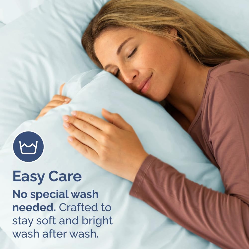 Skiennix Body Pillowcases Set of 4 | Soft, Breathable 20x54 Long Pillow Covers - Machine Washable, Fade-Free (Ice Blue)