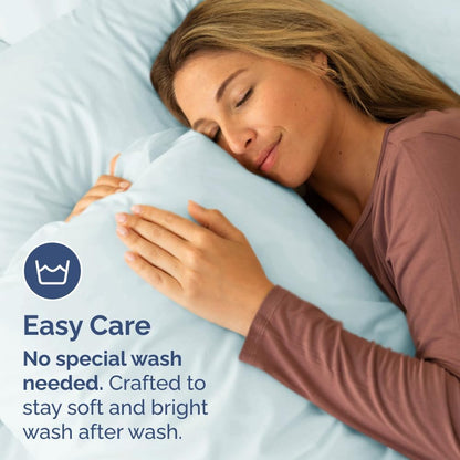 Skiennix Body Pillowcases Set of 4 | Soft, Breathable 20x54 Long Pillow Covers - Machine Washable, Fade-Free (Ice Blue)