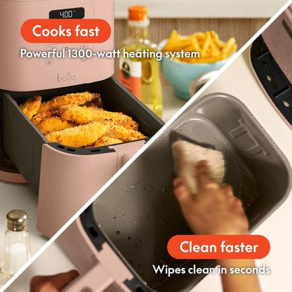 Bella 4Qt Slim Air Fryer - EverGood™ Ceramic Nonstick Coating | Adjustable Temp & 6 Cooking Presets, Blossom