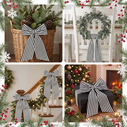 Black & White Wreath Sash for Front Door - Fall, Halloween, Christmas Decor