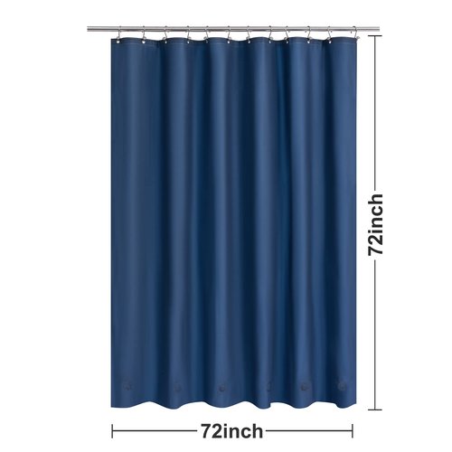 Barossa Design Navy Shower Curtain Liner with 6 Magnets - Waterproof PEVA Shower Liner for Bathroom, 72" x 72" Standard Size, PVC Free, Metal Grommets - Navy Blue, 72x72