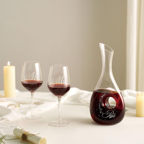 AW BRIDAL Wedding Gifts Bridal Shower Gifts Engagement Gift for Couples Newlyweds Mr and Mrs Wine Glasses Wedding Glasses Bride Gift Anniversary Wine Decanter Set