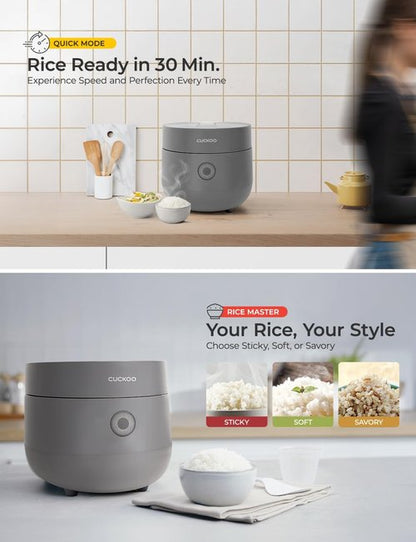 CUCKOO Micom Rice Cooker - 6-Cup Uncooked | 12-Cup Cooked | Nonstick Pot, 9 Menu Options, Fuzzy Logic, Gray