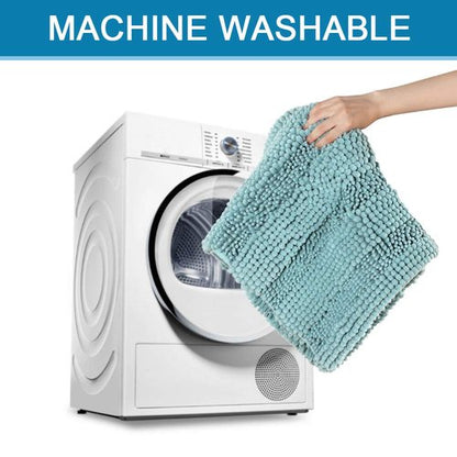 H.VERSAILTEX Bathroom Rugs Non Slip Thick Shaggy Chenille Bathroom Rug Mat Set Extra Soft and Absorbent Striped Floor Rugs, 2 Piece, Machine-Washable, Eggshell Blue