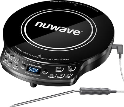 Nuwave Portable Induction Cooktop - Advanced Countertop Burner with Probe & 91 Temperature Settings | 12” Ceramic Glass