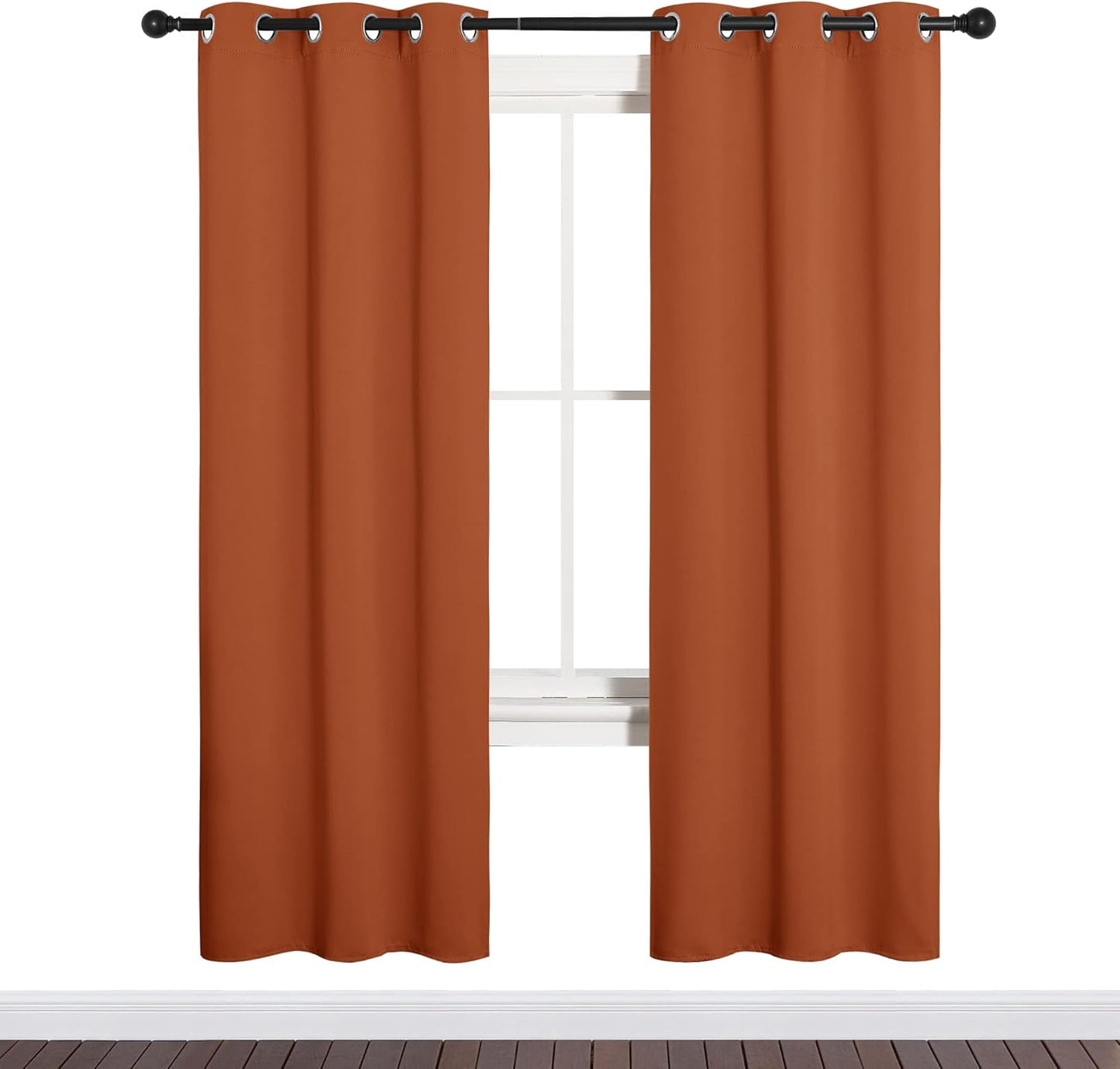 NICETOWN Blackout Curtain Panels - Thermal Insulated Grommet Drapes for Girls Room | Burnt Orange, 34 x 72 Inches