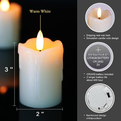 Homemory Flameless Votive Candles - Real Wax, Timer Remote, 2" x 3", 6 Pack for Weddings & Parties