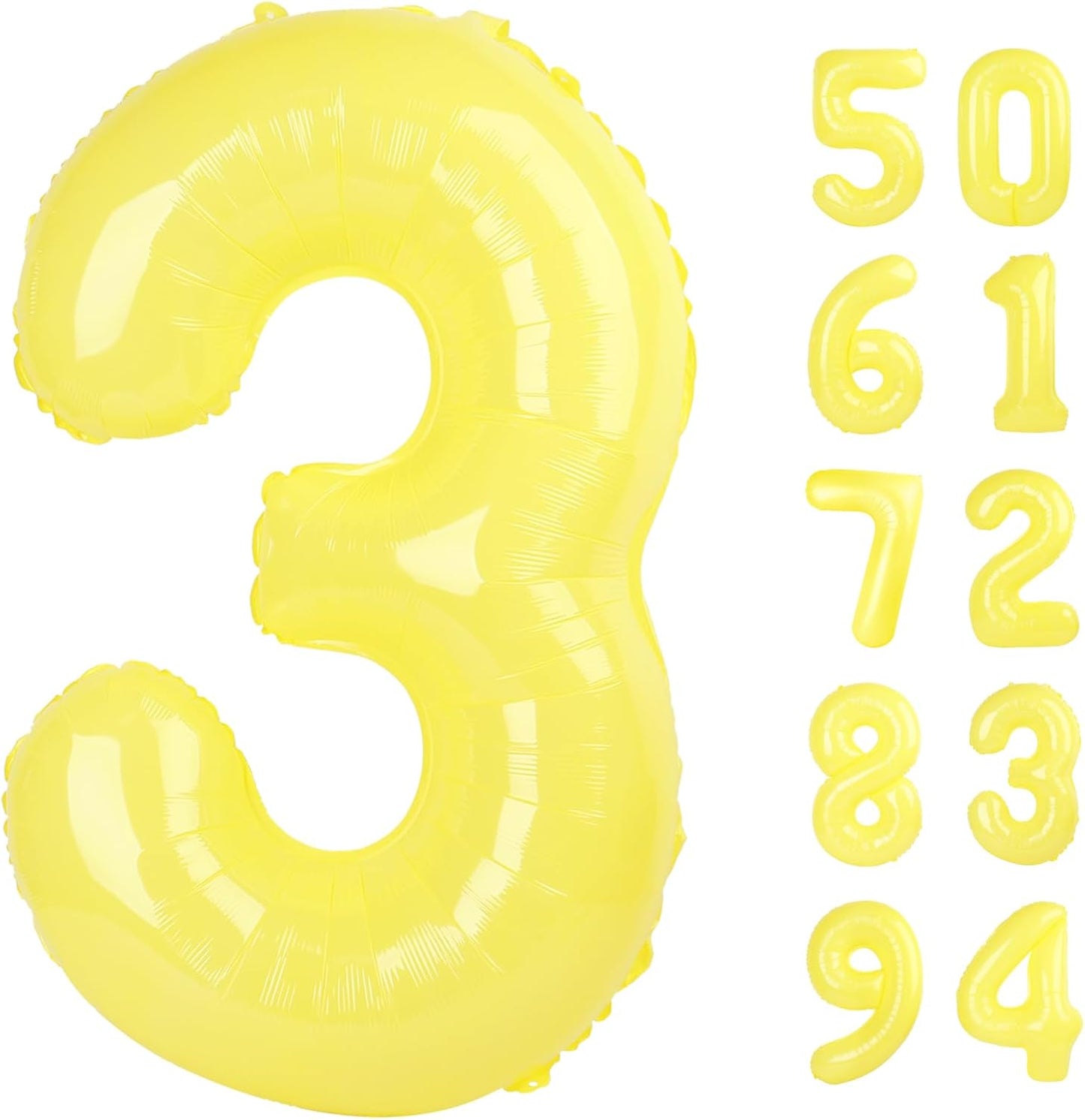 Yellow 3 Balloon - 40 Inch Number Balloon for 3rd Birthday Decorations | Kids & Women Party Supplies
