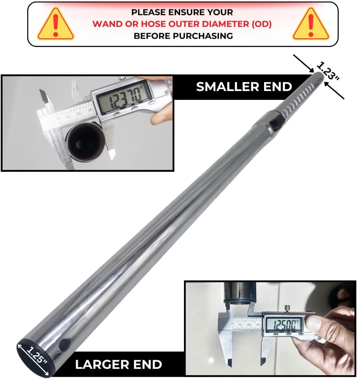 Stainless Steel Vacuum Extension Wand by [Brand Name] - 1.25 Inch Compatible with 32mm Accessories