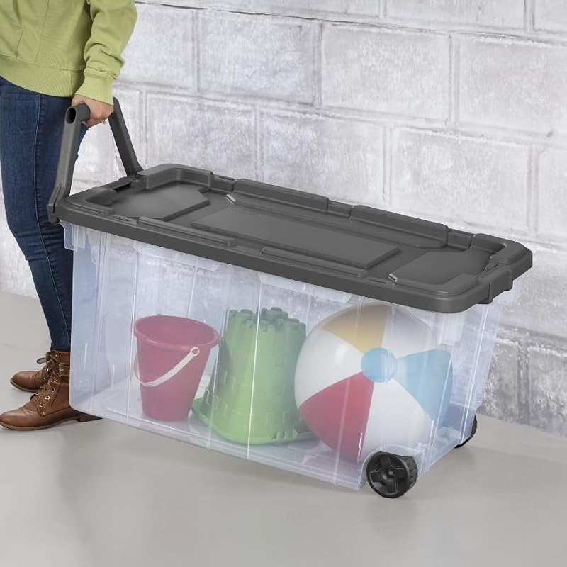 160 Quart Heavy Duty Wheeled Storage Bin with Lid & Handles