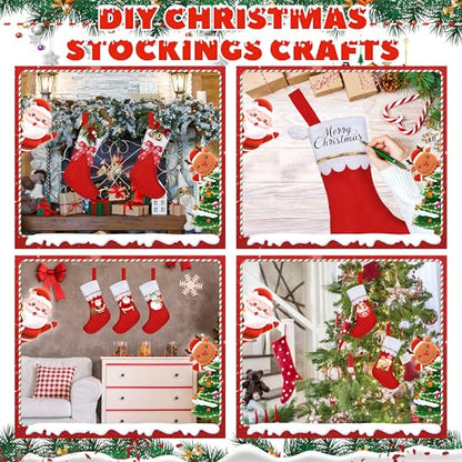 Christmas Stockings Bulk 20 Pack - Red with White Cuff & Gold Trim - Holiday Decorations