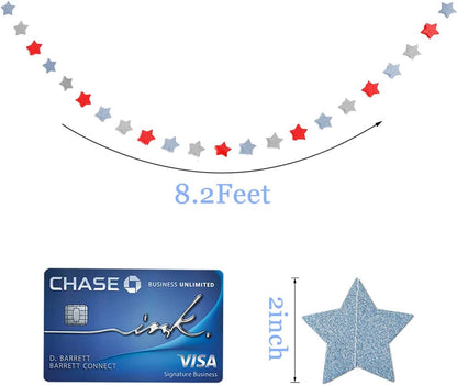 Patriotic Star Streamers Garland by [Brand Name] - 6 Pack Red, White & Blue Bunting Banner for 4th of July Celebrations | 50 Feet