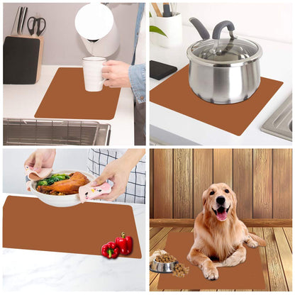 wellhouse Extra Large Mulitpurpose Silicone Nonstick Pastry Mat Countertop Protector Heat Resistant Nonskid Table Mat (23.6by15.7 Inch, Coffee-1)