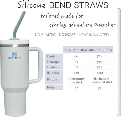 Skiennix 14” Extra Long Silicone Replacement Straw - Reusable Flexible Straws for 40 oz Stanley Cup | 6-Pack