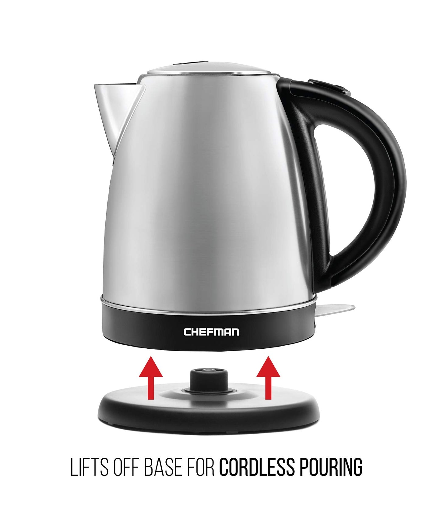 Chefman Stainless Steel Electric Kettle w/ 360° Swivel Base, Auto Shut Off & Boil Dry Protection, BPA-Free Interior and Cool-Touch Handle, 7+ Cup Capacity, 1.7 Liter, 1500W