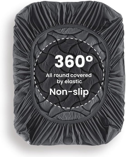 Sleep Zone Cooling Queen Mattress Topper - Premium Breathable Pad Cover | Deep Pocket 8-21" (Grey)