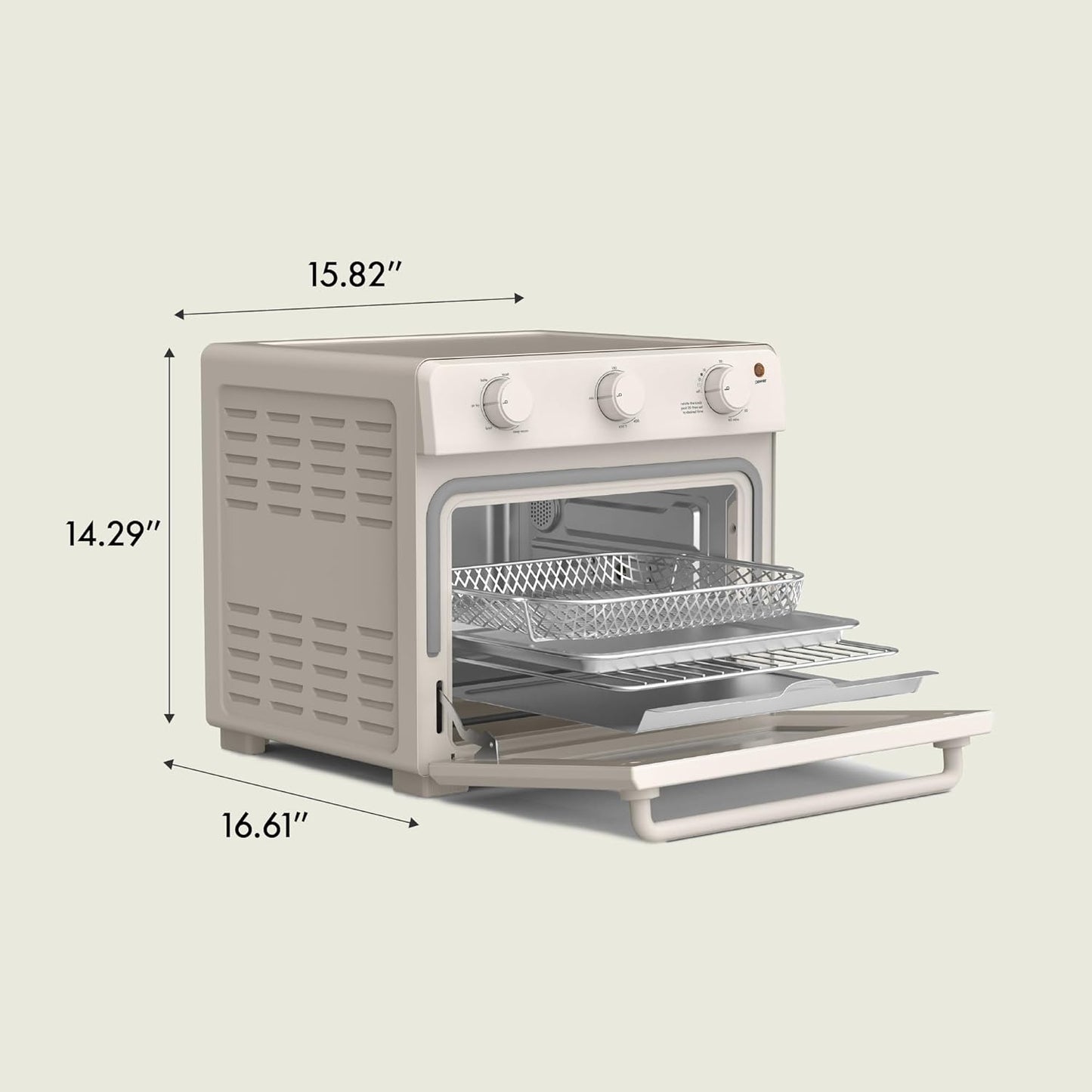 Bella Air Fry Toaster Oven - 7 Cooking Options, Dishwasher-Safe Trays, 60-Minute Timer, 1700W - Oatmilk