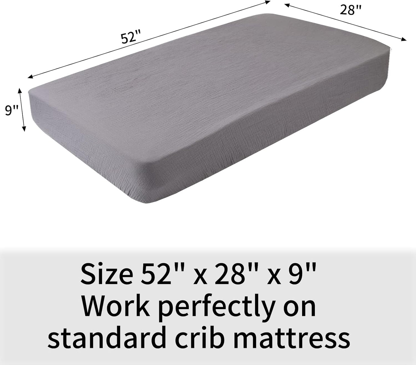 Onacosht Muslin Crib Sheets - Soft 100% Cotton Fitted Sheets for Standard Toddler Crib | 2-Pack in Grey & Green
