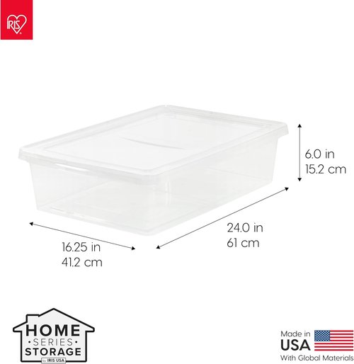 IRIS USA Storage Bins - 10-Pack Clear Stackable Containers with Lids for Organizing Shoes & Classroom | 28 Quart