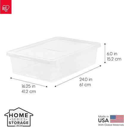 IRIS USA Storage Bins - 10-Pack Clear Stackable Containers with Lids for Organizing Shoes & Classroom | 28 Quart