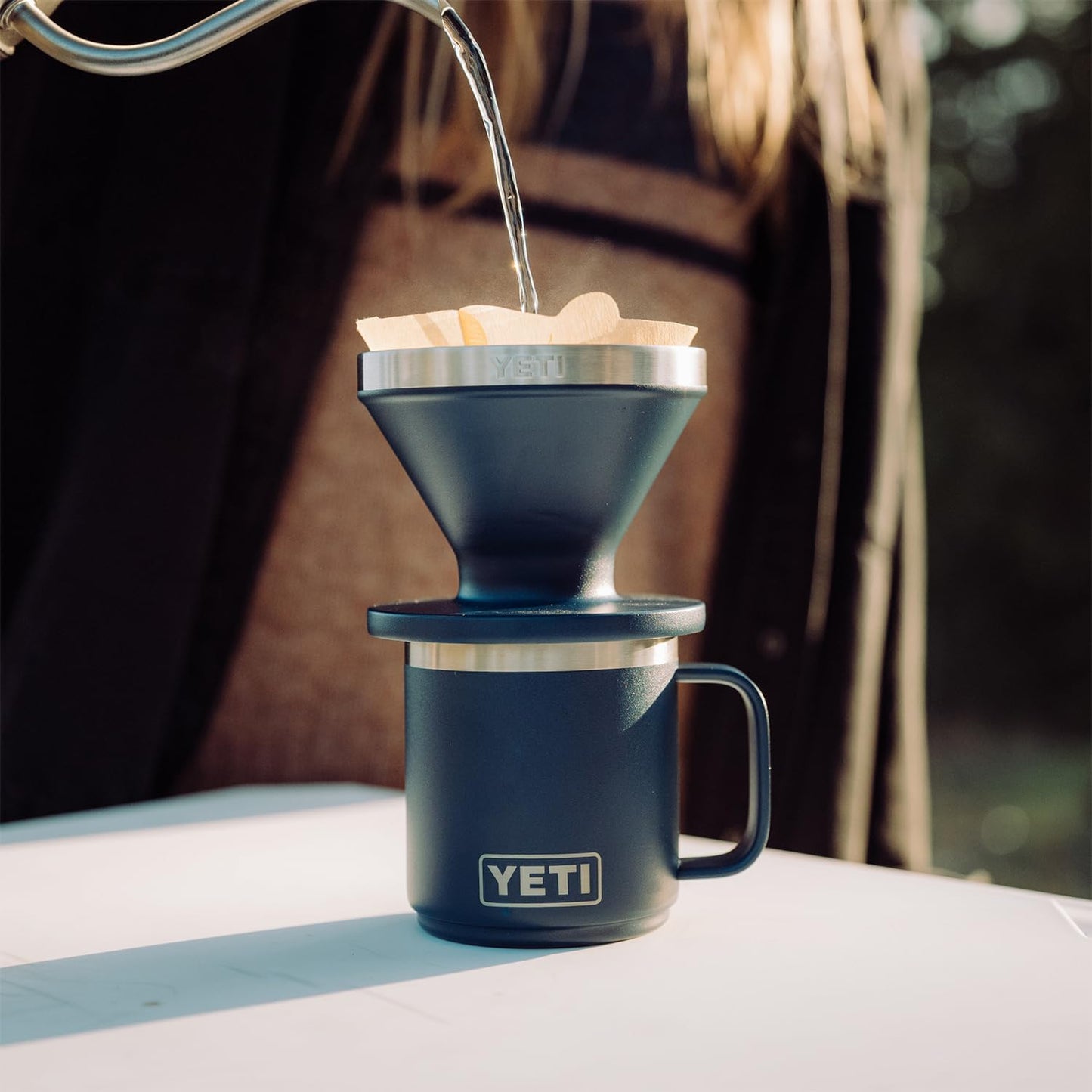 YETI Rambler 10 oz Vacuum Insulated Ceramic Lined Mug - Stainless Steel with MagSlider Lid, Navy