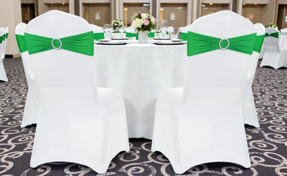 MDS Spandex Chair Sashes - Universal Fit Elastic Stretch Ties with Buckle | Pack of 25 - Light Green