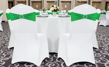 MDS Spandex Chair Sashes - Universal Fit Elastic Dining Chair Bands with Buckle | Light Green, Pack of 50