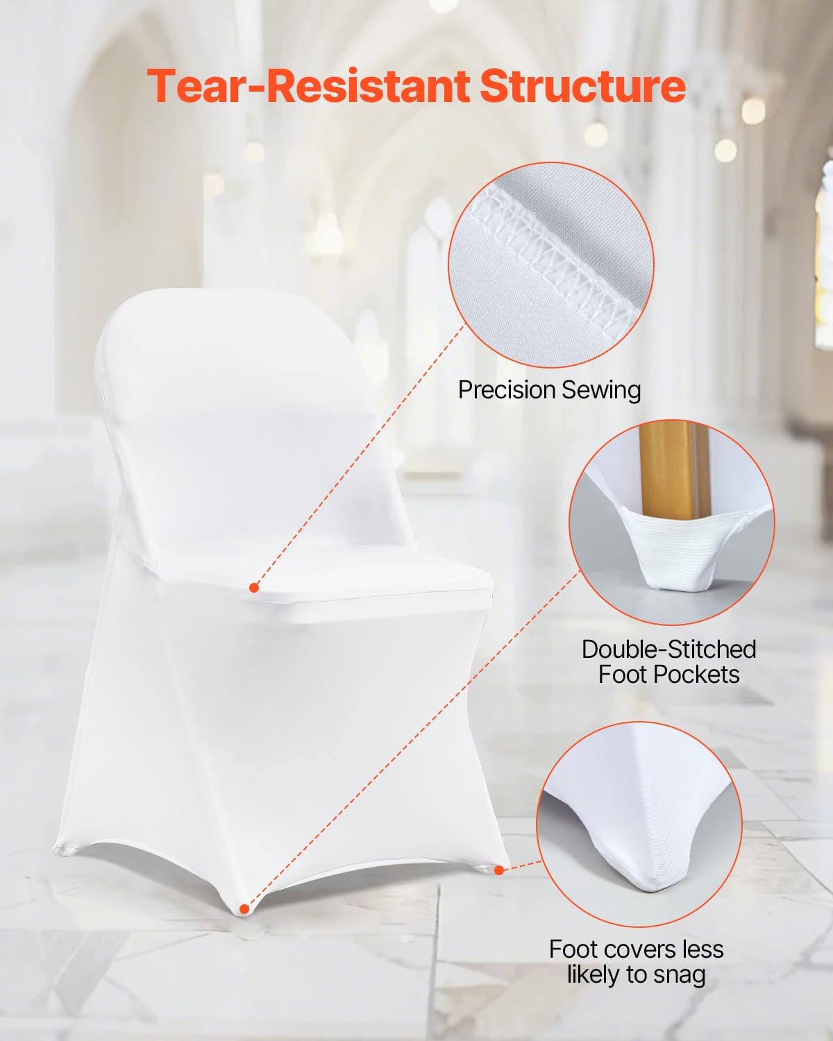 VEVOR 30 PCS White Folding Chair Covers - Elegant Washable Slipcovers for Weddings & Events | Universal Fit