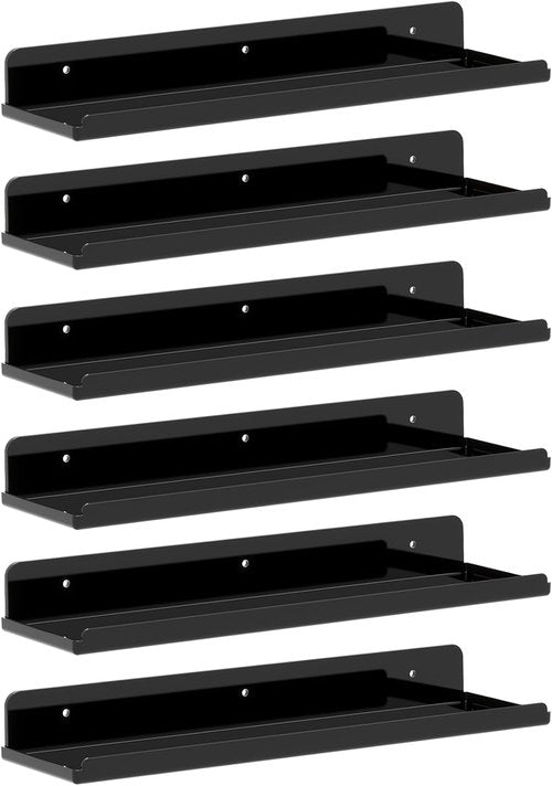Lifewit Floating Shelves - 15" Acrylic Wall Organizer for Perfume & Decor | 6 Pack, Black