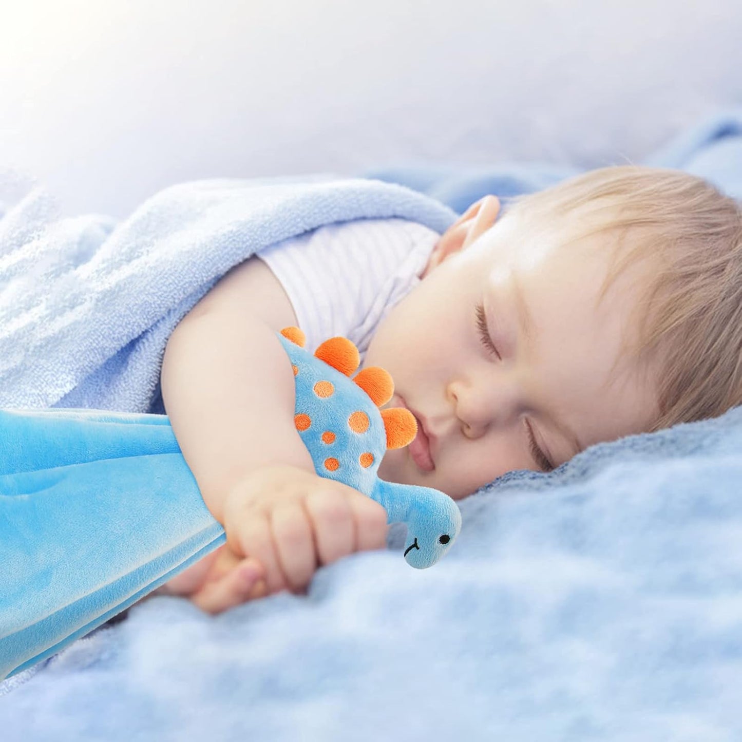 Pro Goleem Dinosaur Security Blanket - Soft Lovey Snuggle Toy for Babies | Blue 14 Inch