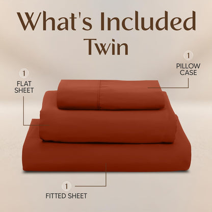 Utopia Bedding Twin Sheet Set - Soft, Breathable Microfiber 3-Piece Bed Sheets | Oeko Tex Certified, Orange