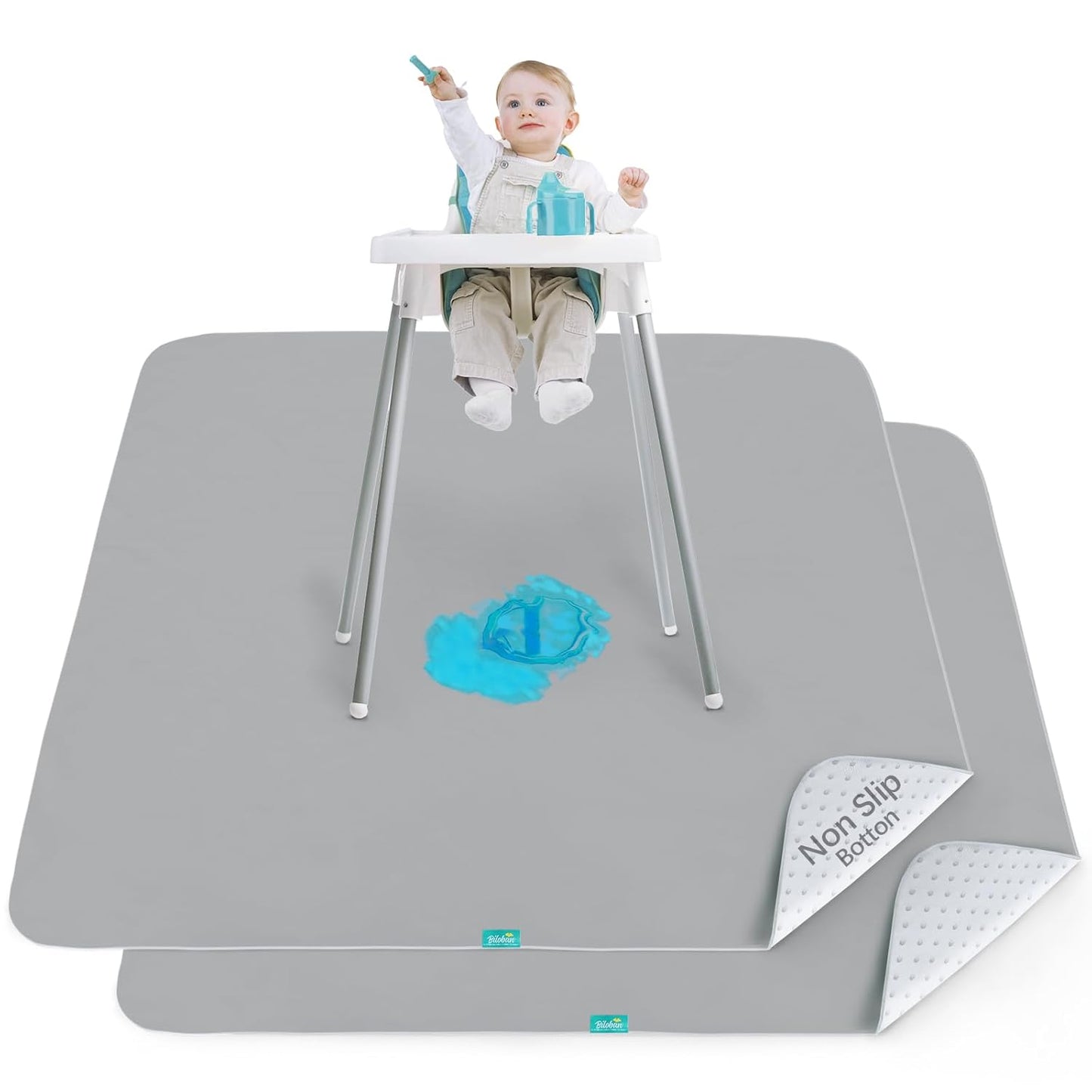 Splat Mat 2 Pack - Waterproof Anti-Slip High Chair Mats for Mess-Free Eating & Crafts | 42''×46''