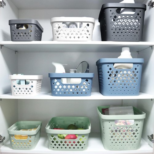 Glad Plastic Baskets - Set of 6 Organizing Bins for Pantry, Bathroom & Linen Closet - 1 Gallon, Sage