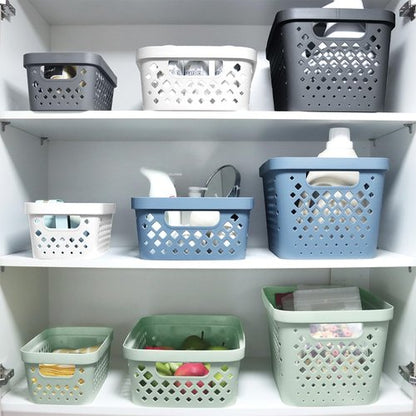 Glad Plastic Baskets - Set of 6 Organizing Bins for Pantry, Bathroom & Linen Closet - 1 Gallon, Sage