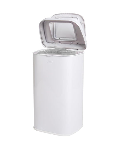Ubbi Adult Diaper Pail - Steel Odor-Locking Design | No Special Bags Required, Modern White Finish