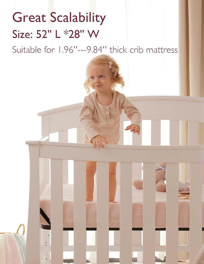 Momcozy Fitted Crib Sheets - Soft Breathable Natural Cotton, 2 Pack, 52"x28", Beige & Blush