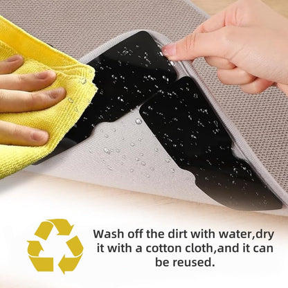 Rug Carpet Non Slip Grippers, Strong Adhesive Grippers for Area Rugs,Double Sided Carpet Tape PadsKeep Corners Flat, No Damaging for Hardwood Floors and Tiles,Removable,Reusable and Washable(10pcs)