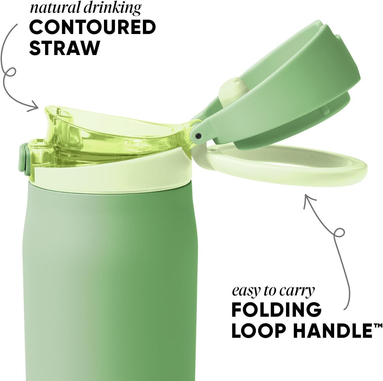 Simple Modern Mesa Loop Water Bottle - Insulated 24oz Stainless Steel with Covered Straw & Handle | Avocado