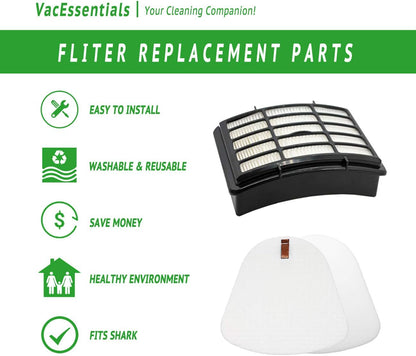 Shark Filter Replacement Parts - HEPA & Foam Filters for Navigator Lift-Away Vacuums | 2 HEPA + 4 Foam & Felt Filters