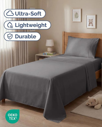 Comfy Twin Size 3-Piece Sheet Set by [Brand Name] - Breathable, Cooling, Ultra-Soft Bedding - Deep Pockets, Wrinkle-Free - Dark Grey