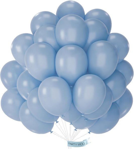 PartyWoo Dusty Blue Balloons - 101pcs 12-Inch Slate Blue Latex Helium Balloons for Baby Shower & Weddings