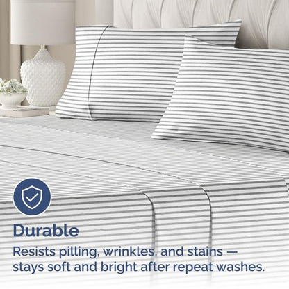 Standard Pillow Cases Set of 2 - Ultra-Soft Hotel Quality Pillowcase Covers - Comfy & Wrinkle Free - Stain and Fade Resistant - Machine Washable Pillow Protectors - 2 Piece Set - Grey Stripes 2